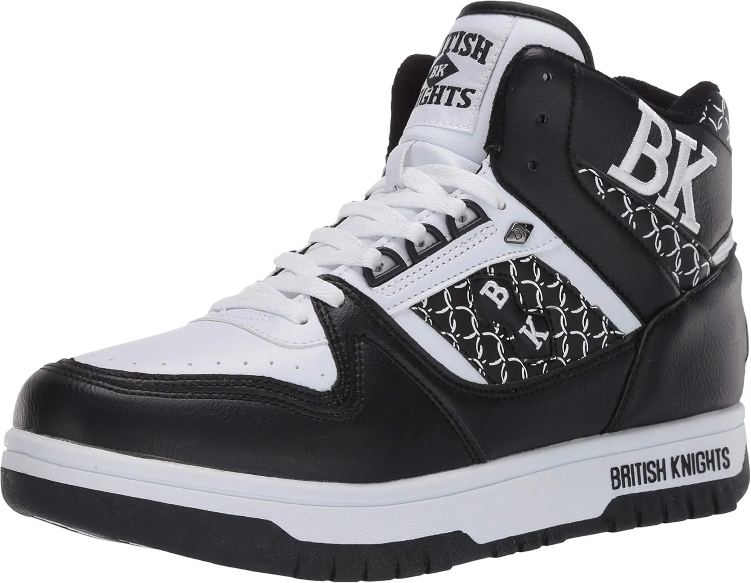 British Knights mens Kings Sl Classic Hi Top Fashion Sneaker, Black/White, 8.5 US