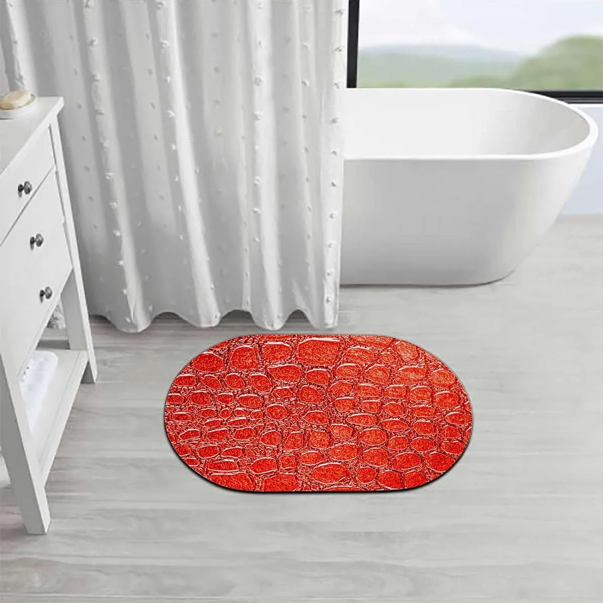 Brown Diatomaceous Earth Shower Mat Crocodile Skin Designer Themed Art Bathroom Rug Quick Dry Super Absorbent Bath Mat Animal Print 19.7x31.5 Inches