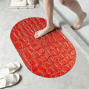 Brown Diatomaceous Earth Shower Mat Crocodile Skin Designer Themed Art Bathroom Rug Quick Dry Super Absorbent Bath Mat Animal Print 19.7x31.5 Inches
