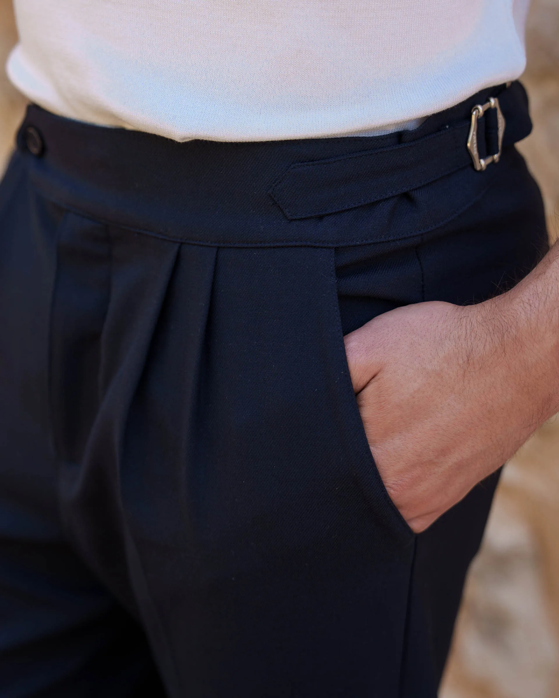 Buckle Pants (Navy)