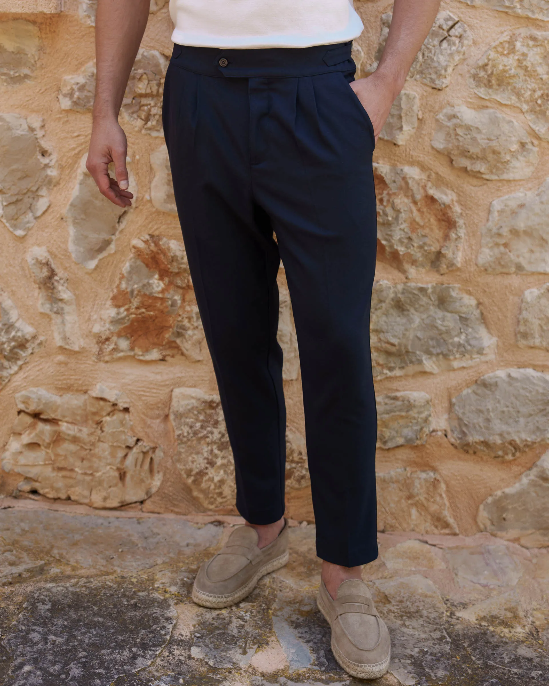 Buckle Pants (Navy)