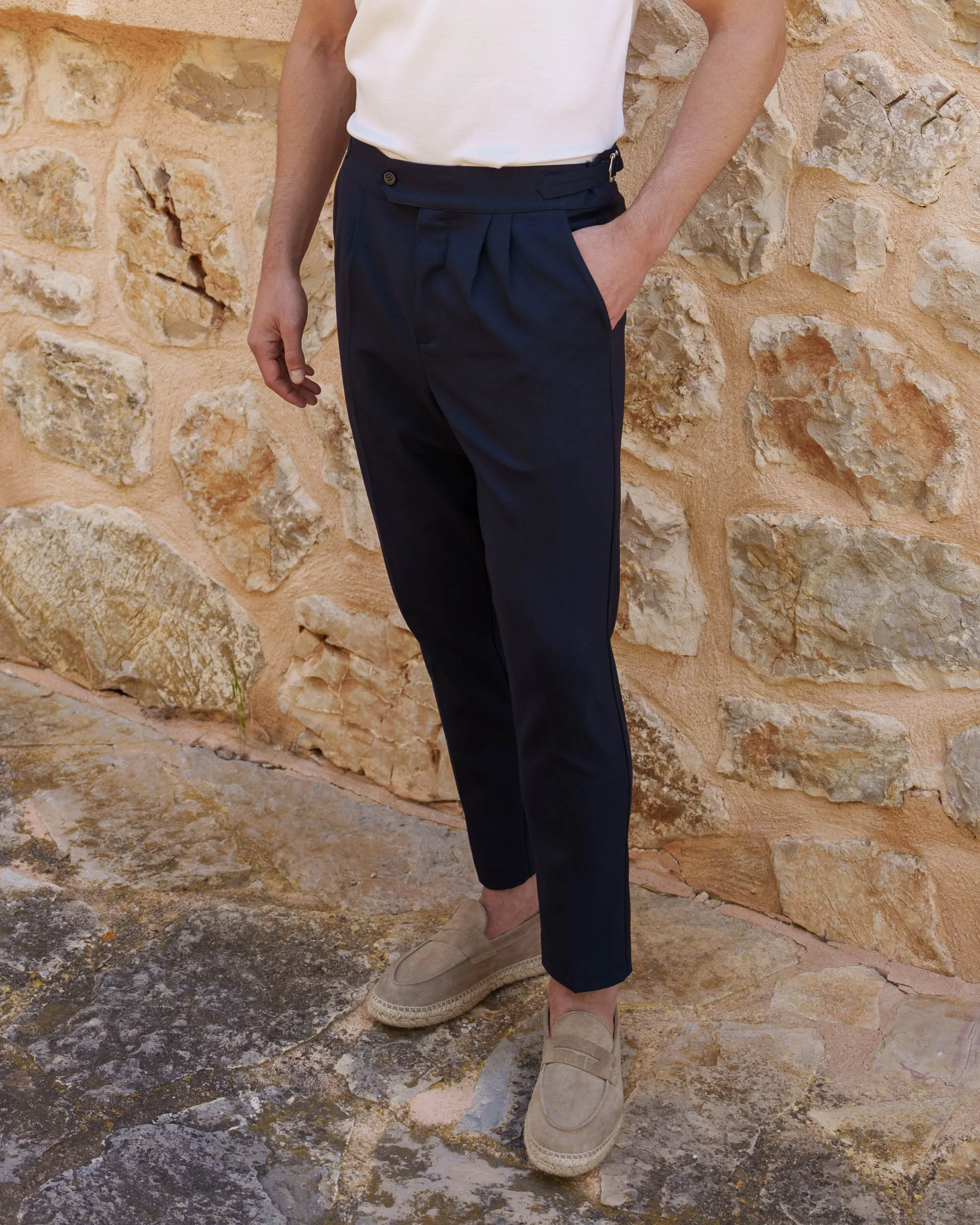 Buckle Pants (Navy)
