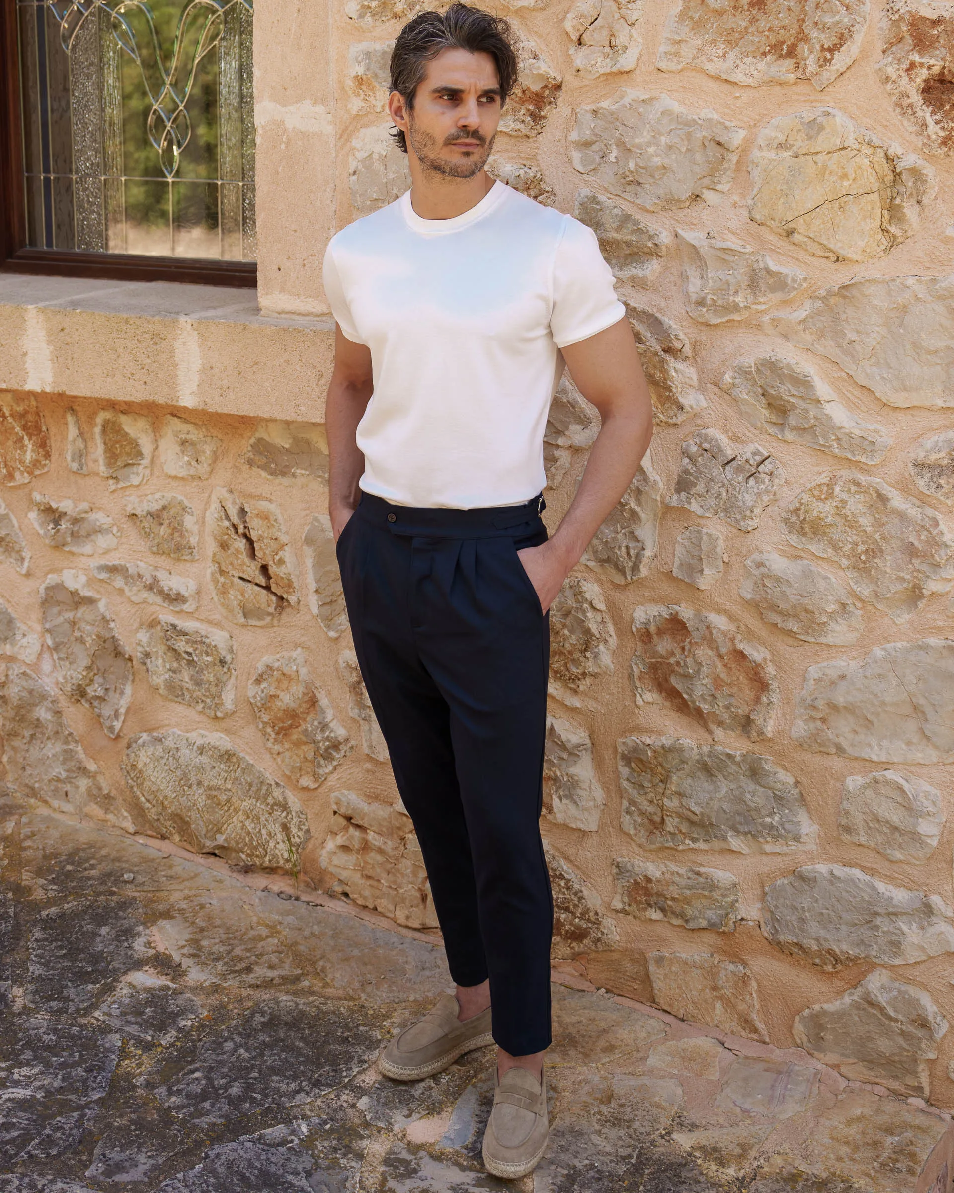 Buckle Pants (Navy)