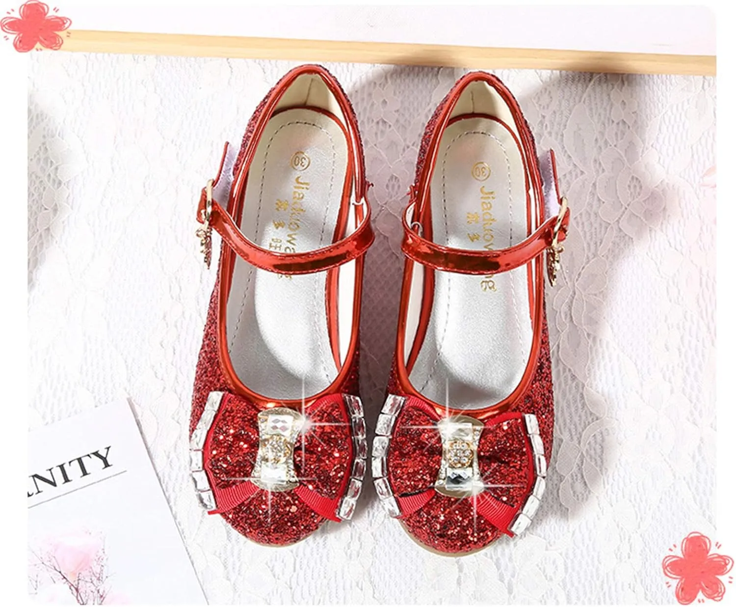 Cadidi Dinos Girls Dress Shoes Wedding Party Heel Mary Jane Princess Flower Shoes (Toddler/Little Kid/Big Kid)