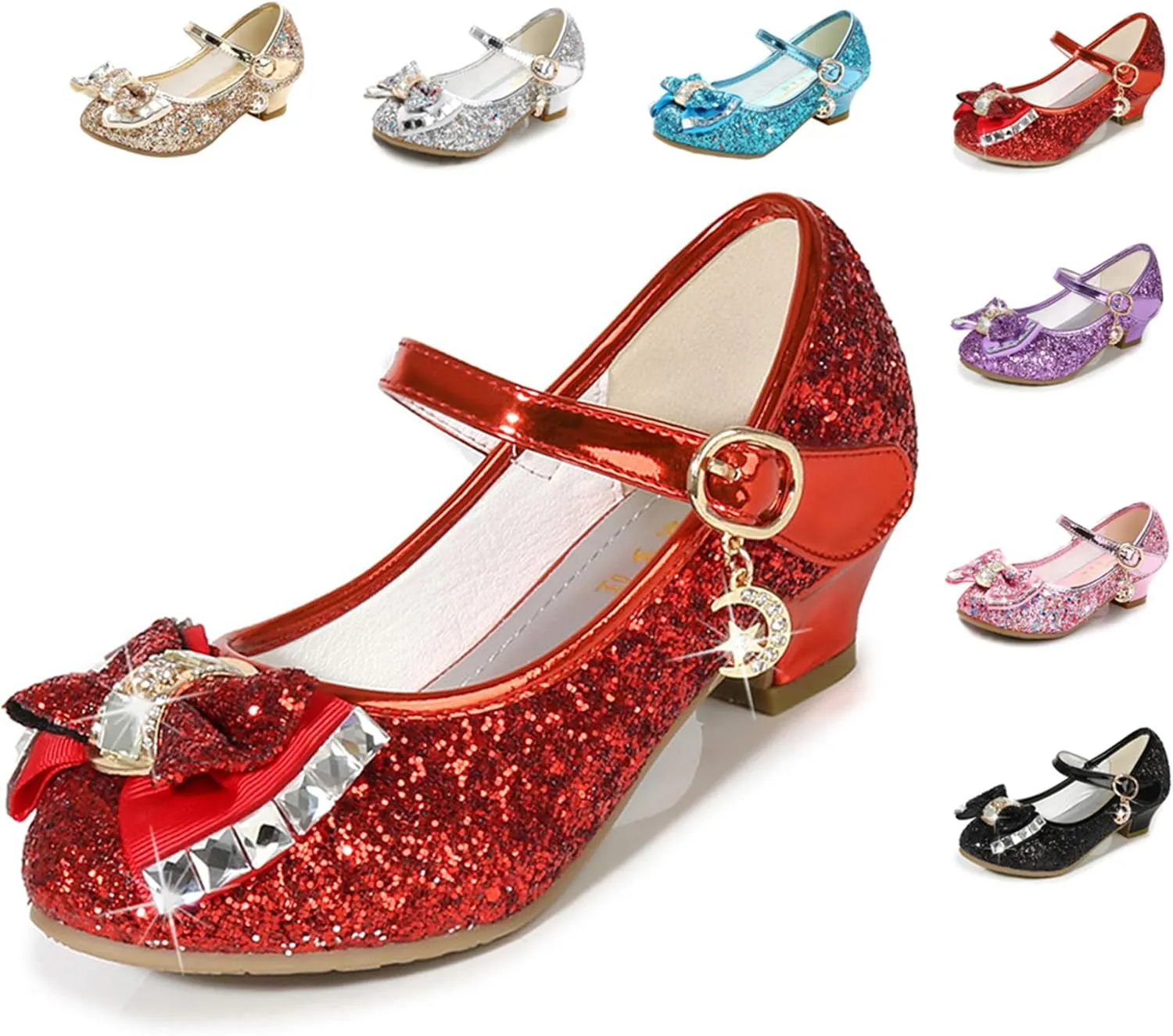 Cadidi Dinos Girls Dress Shoes Wedding Party Heel Mary Jane Princess Flower Shoes (Toddler/Little Kid/Big Kid)