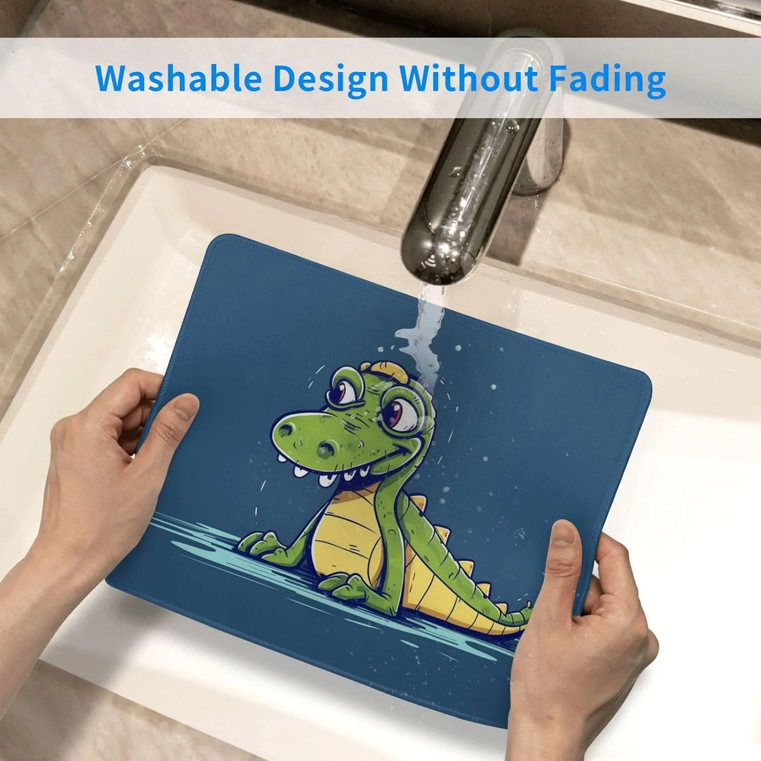 Cartoon Crocodile Mouse Pad 10 x 12 inch, Waterproof Computer Mousepad with Anti-Slip Rubber Base, Easy Gliding Gaming Mouse Mat Custom Small Mouse Pads with Designs