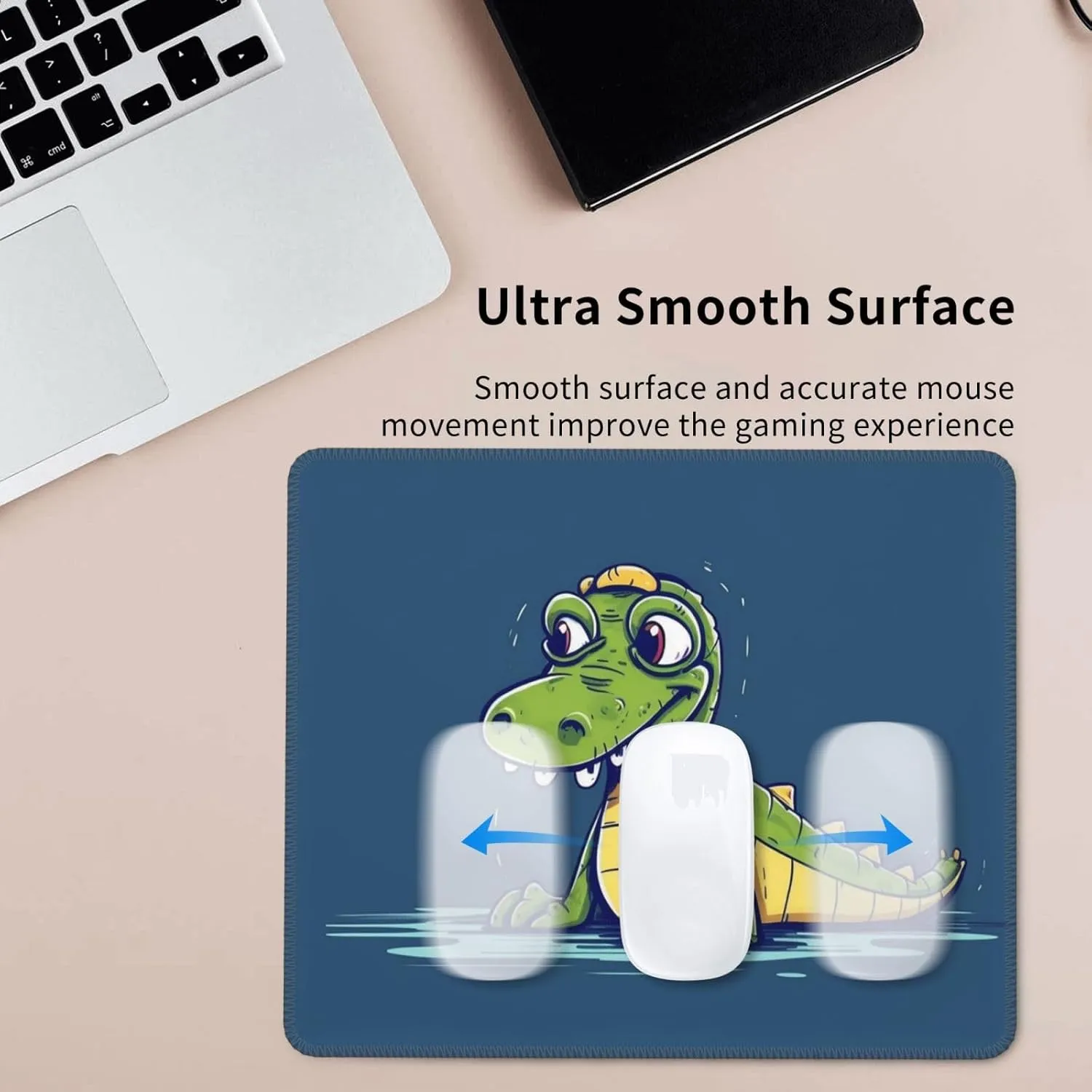 Cartoon Crocodile Mouse Pad 10 x 12 inch, Waterproof Computer Mousepad with Anti-Slip Rubber Base, Easy Gliding Gaming Mouse Mat Custom Small Mouse Pads with Designs