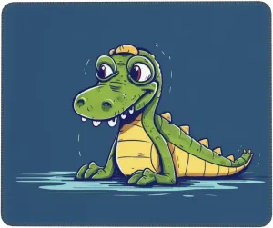 Cartoon Crocodile Mouse Pad 10 x 12 inch, Waterproof Computer Mousepad with Anti-Slip Rubber Base, Easy Gliding Gaming Mouse Mat Custom Small Mouse Pads with Designs
