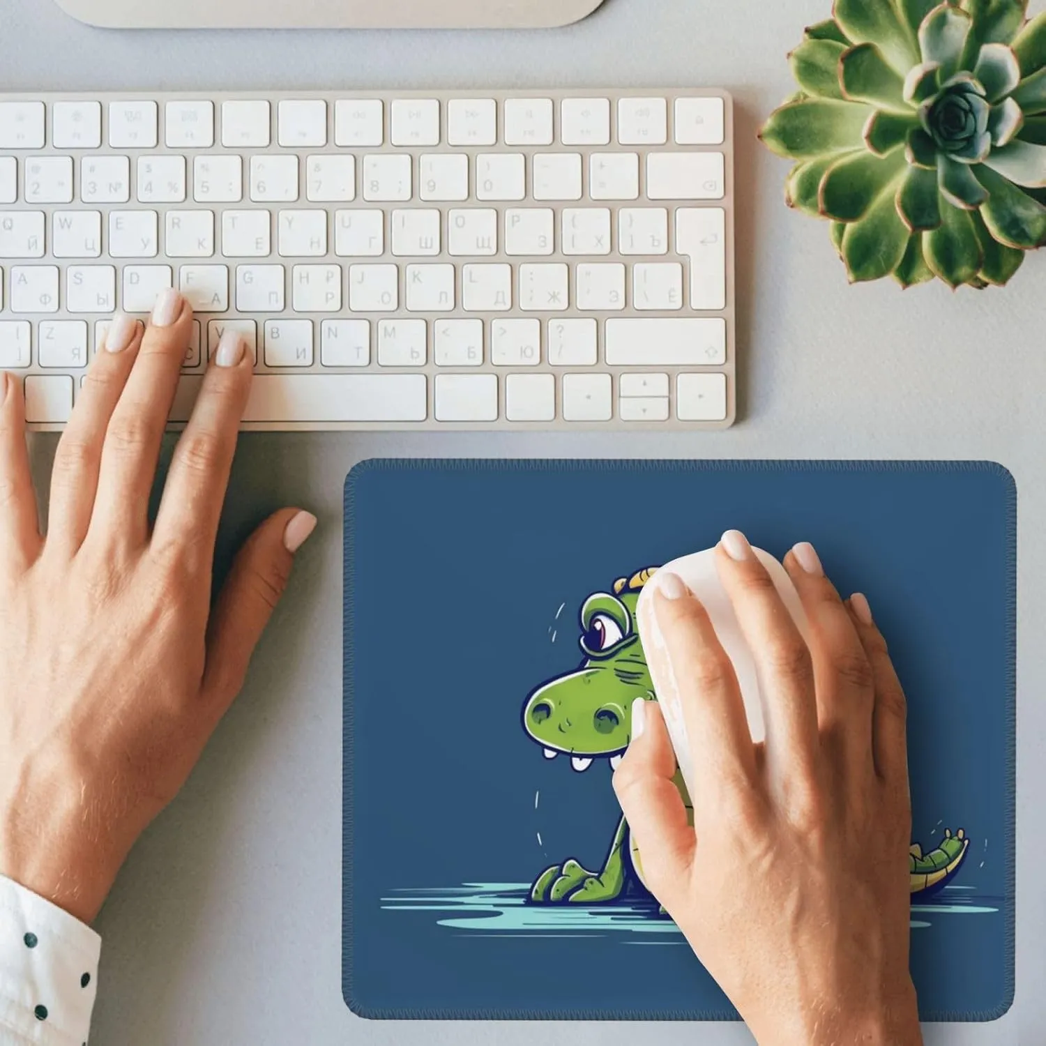 Cartoon Crocodile Mouse Pad 10 x 12 inch, Waterproof Computer Mousepad with Anti-Slip Rubber Base, Easy Gliding Gaming Mouse Mat Custom Small Mouse Pads with Designs