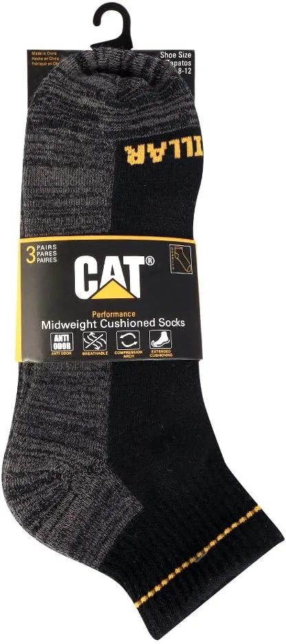 Cat Men's Half Cushioned Quarter Socks