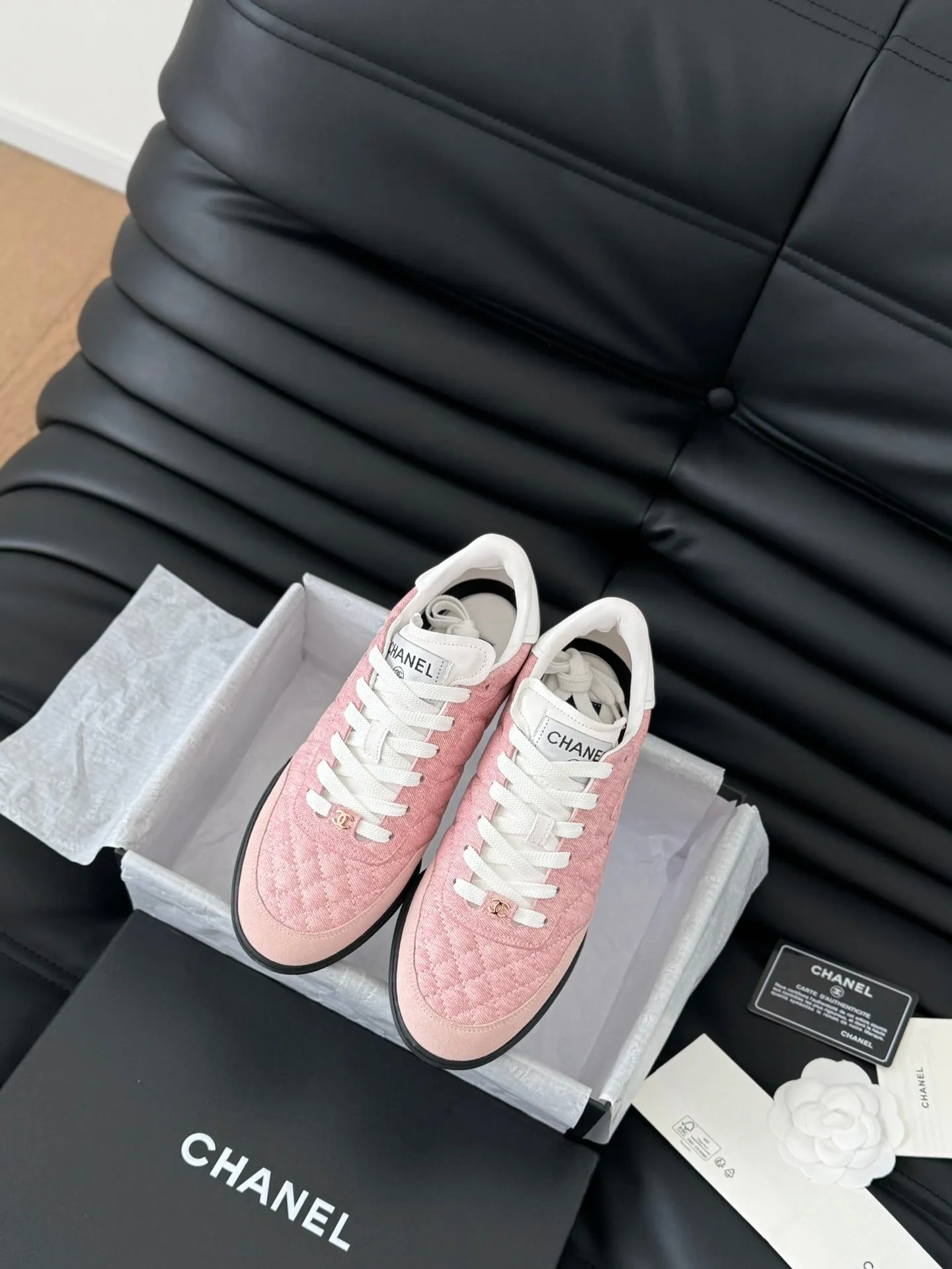 CC SNEAKER IN LIGHT PINK MIX WHITE EMBROIDERED LAMBSKIN
