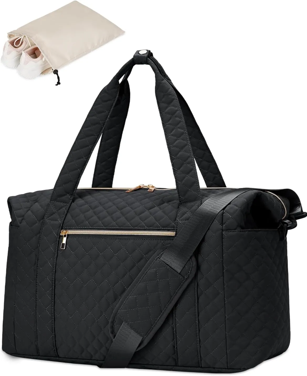 Ceneda Travel Duffel for Spirit Airlines Personal Item - 18x14x8 Under Seat Weekender Overnight Bag with Wet Pocket & Shoe Bag Carry On Luggage (Black)