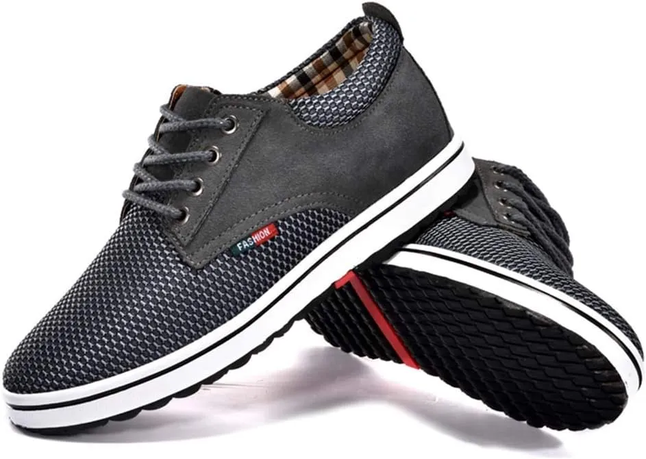CERYTHRINA Men's Taller Height Increasing Elevator Shoes 2.36'' Lace-up Flannelette Cowhide Leather Dress Shoes