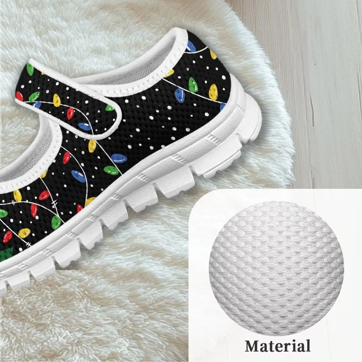 chaqlin Christmas Sneaker Mary Jane for Kids Slip On Casual Outdoor School Sports Shoes Lightweight Flat Walking Sneaker