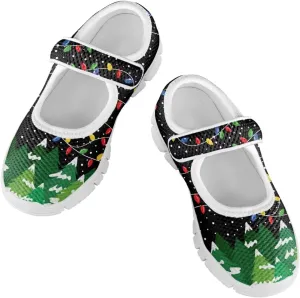 chaqlin Christmas Sneaker Mary Jane for Kids Slip On Casual Outdoor School Sports Shoes Lightweight Flat Walking Sneaker