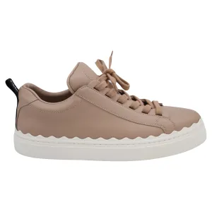 Chloé  Lauren Scalloped Trainers In Beige Leather