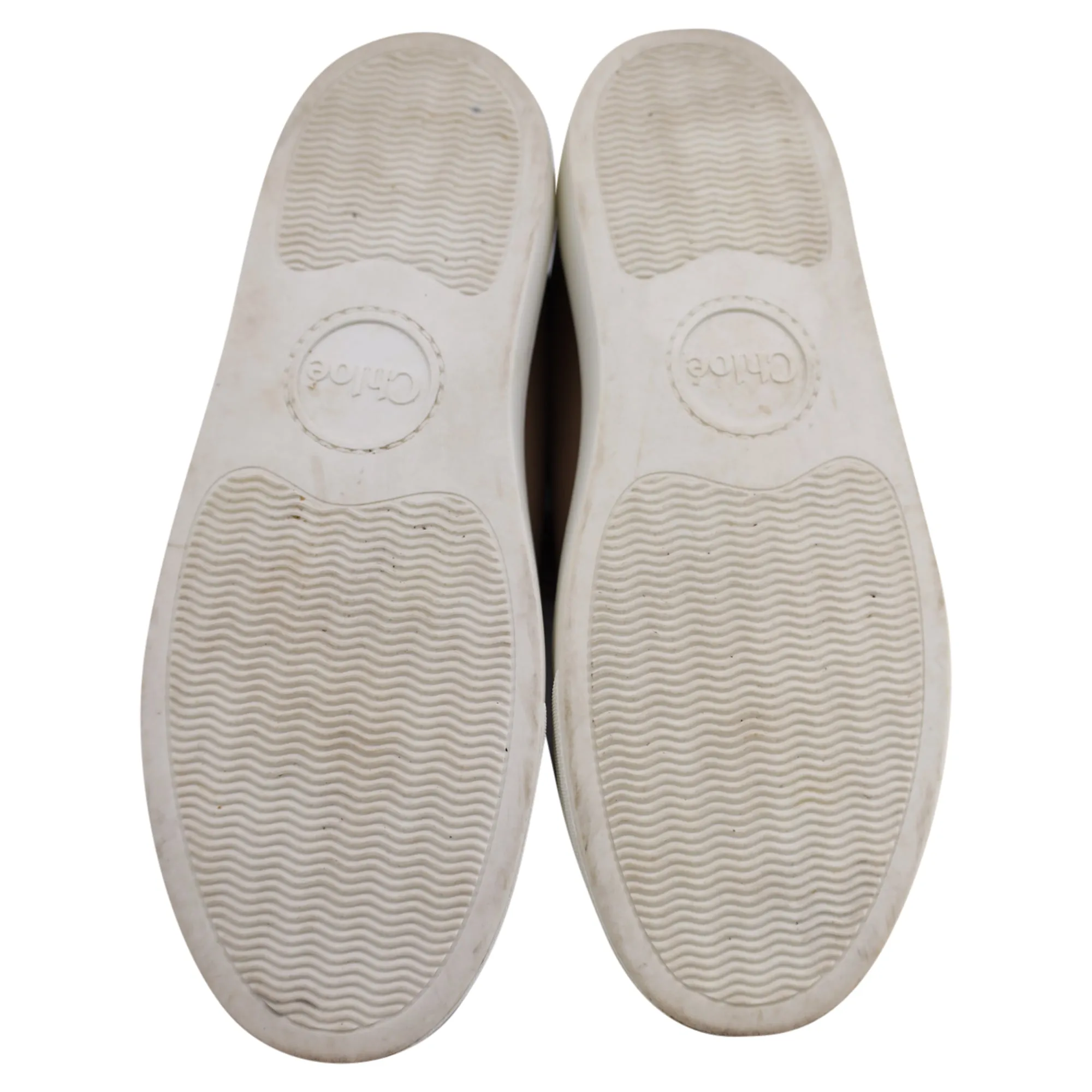 Chloé  Lauren Scalloped Trainers In Beige Leather