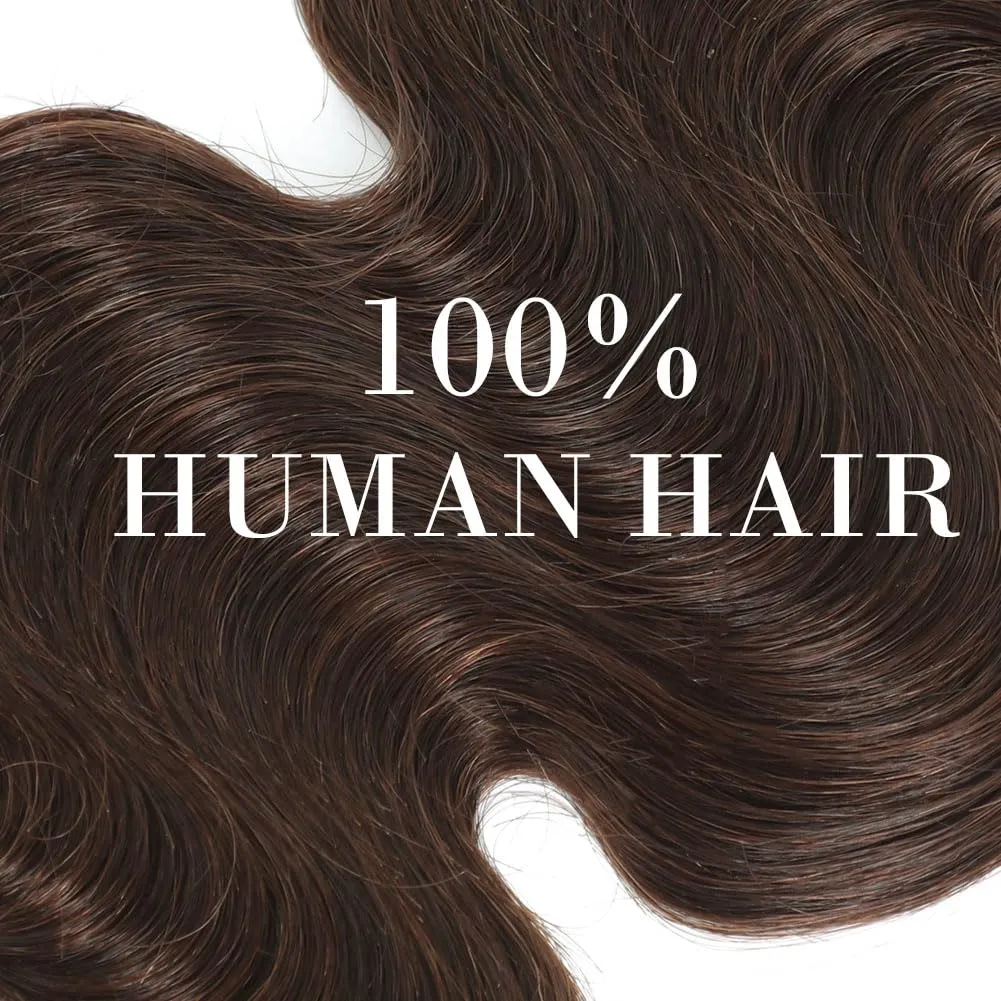 Chocolate Brown Human Hair Clip in Extensions for Women 8Pcs 120g Body Wave Clip in Hair Extensions Real Human Hair 12A Grade Brown Remy Human Hair Extensions Full and Thick (#4,16 Inch)