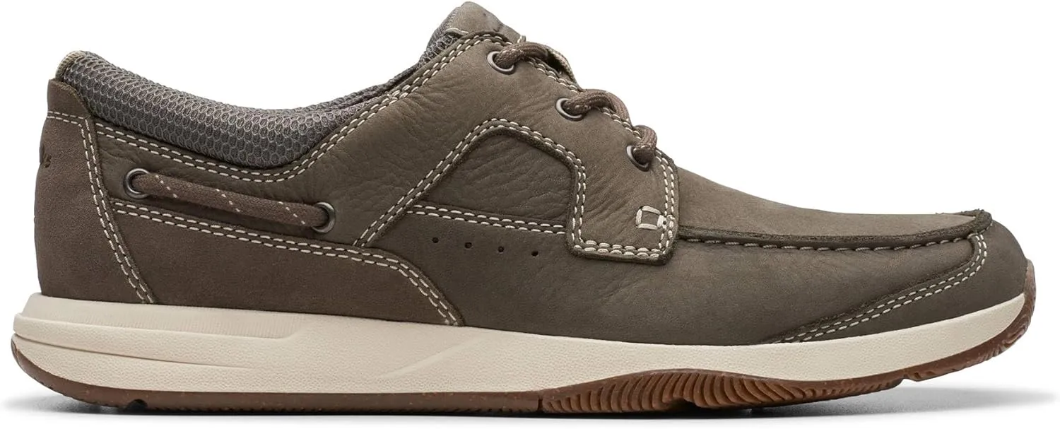 Clarks Men's Sailview Lace Boat Shoes, Taupe Nubuck, 9.5 Men