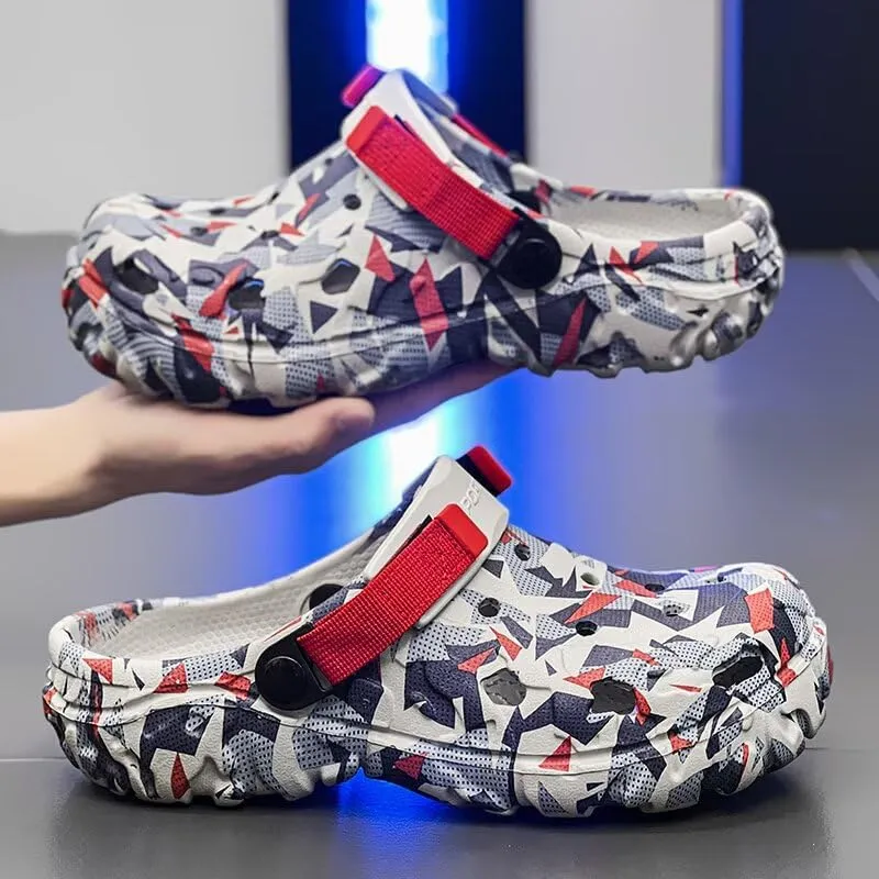 Clogs Mens Garden Shoes Summer Beach Slip Resistant Outdoor Sandals Slip-on Slippers with Adjustable Strap