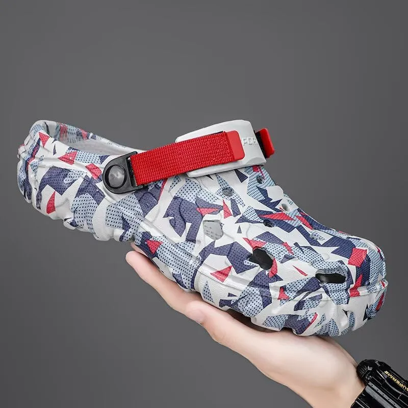 Clogs Mens Garden Shoes Summer Beach Slip Resistant Outdoor Sandals Slip-on Slippers with Adjustable Strap