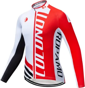 Coconut Ropamo CR Long Sleeve Cycling Jersey Mens, 3 1 Zipper Pockets Bicycle Tops Quick Dry Breathable Biking Shirt