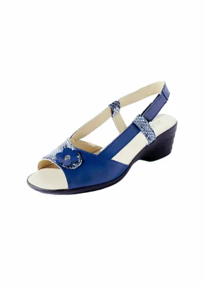 Comfortable width sandal with leather velcro