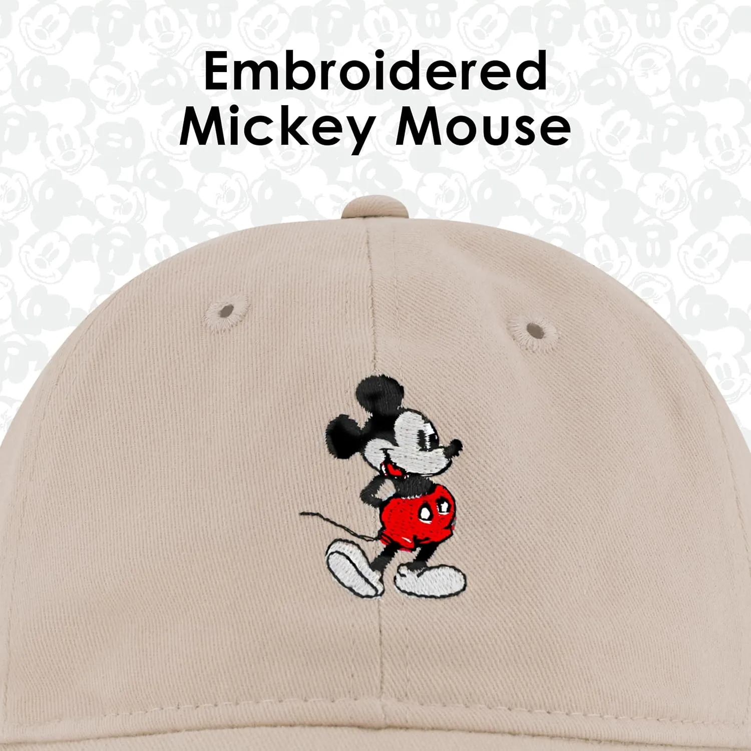 Concept One Disney Mickey Mouse Embroidered Cotton Adjustable Dad Hat with Curved Brim