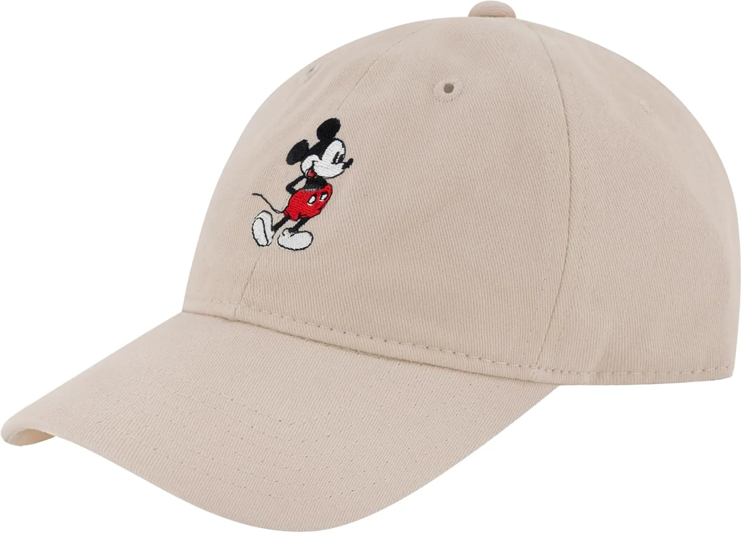 Concept One Disney Mickey Mouse Embroidered Cotton Adjustable Dad Hat with Curved Brim