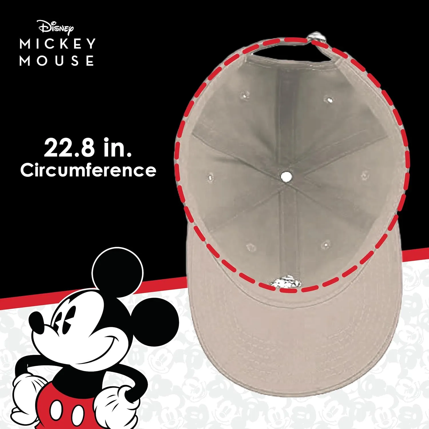 Concept One Disney Mickey Mouse Embroidered Cotton Adjustable Dad Hat with Curved Brim