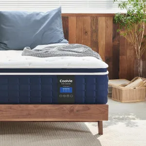 Coolvie Mattresses Queen Size, 12 Inch Supportive Foam Hybrid Mattress in a Box, Individual Pocket Springs for Cooler Sleep & Minimal Motion Transfer, Medium Firm for Back Sleeper 100-Night Trial