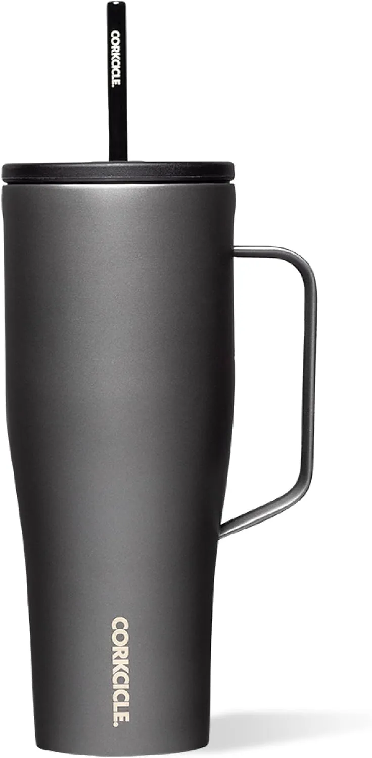 Corkcicle 30oz Tumbler With Handle, Ceramic Slate, Reusable Water Bottle, Triple Insulated Stainless Steel Travel Mug, BPA Free, Keeps Beverages Cold 12 Hours, Tumbler with Lid and Straw, Cold Cup XL