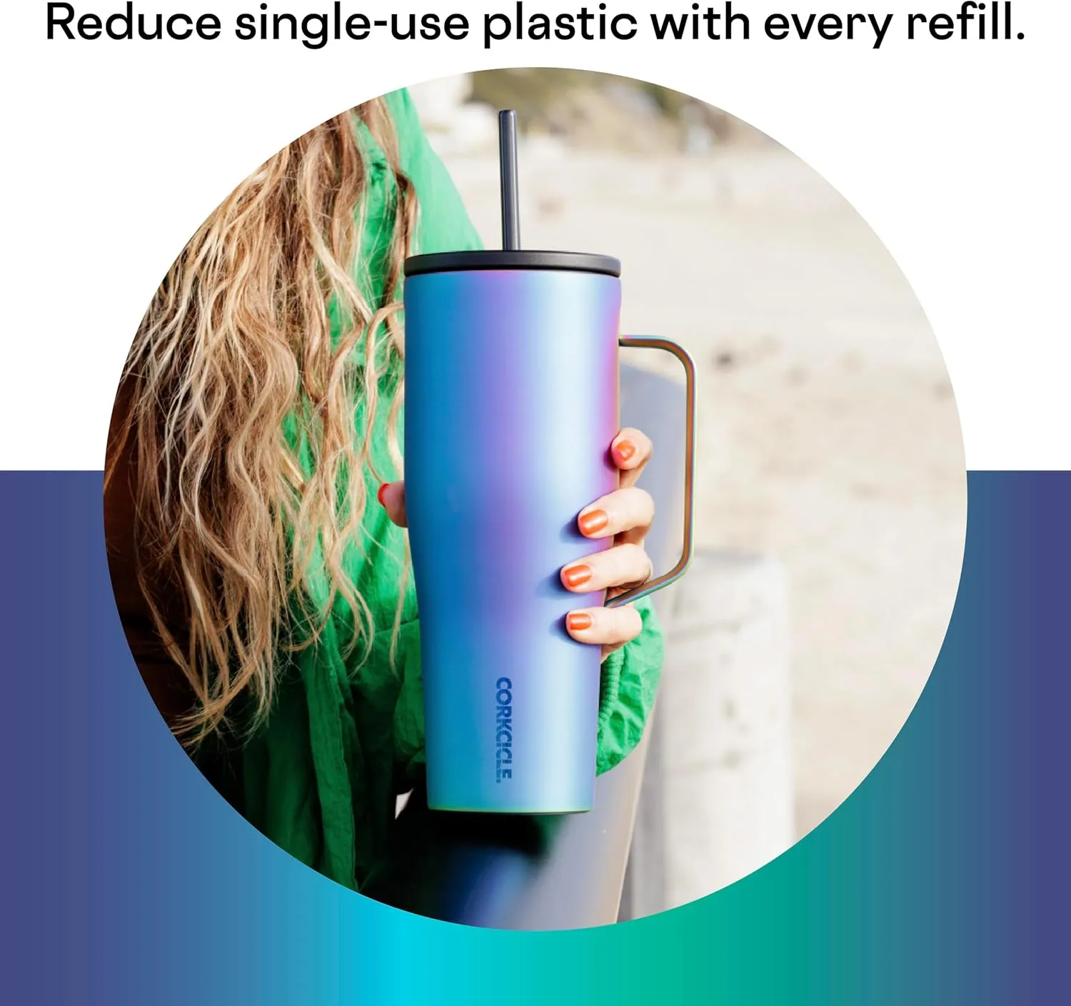 Corkcicle Cold Cup XL Insulated Tumbler with Handle, Lid, & Straw, Dragonfly, 30 oz – Reusable Cupholder Friendly Water Bottle Keeps Drinks Cold 12hrs