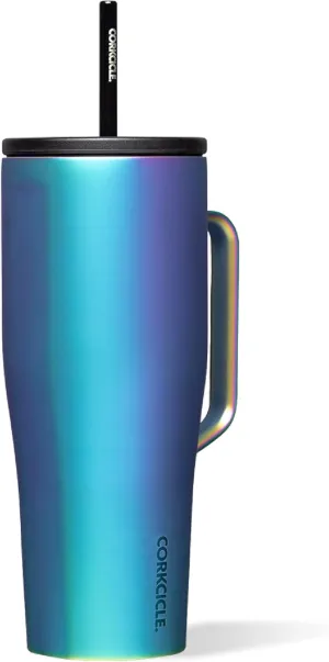 Corkcicle Cold Cup XL Insulated Tumbler with Handle, Lid, & Straw, Dragonfly, 30 oz – Reusable Cupholder Friendly Water Bottle Keeps Drinks Cold 12hrs