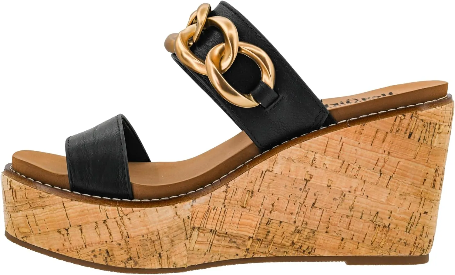 Corkys Footwear On Vacay 3.75-Inch Wedges - Two Strap Slip-on Cork Wedge With Chunky Chain Detail - Where Comfort Meets Chic with Cushioned EVA Insoles