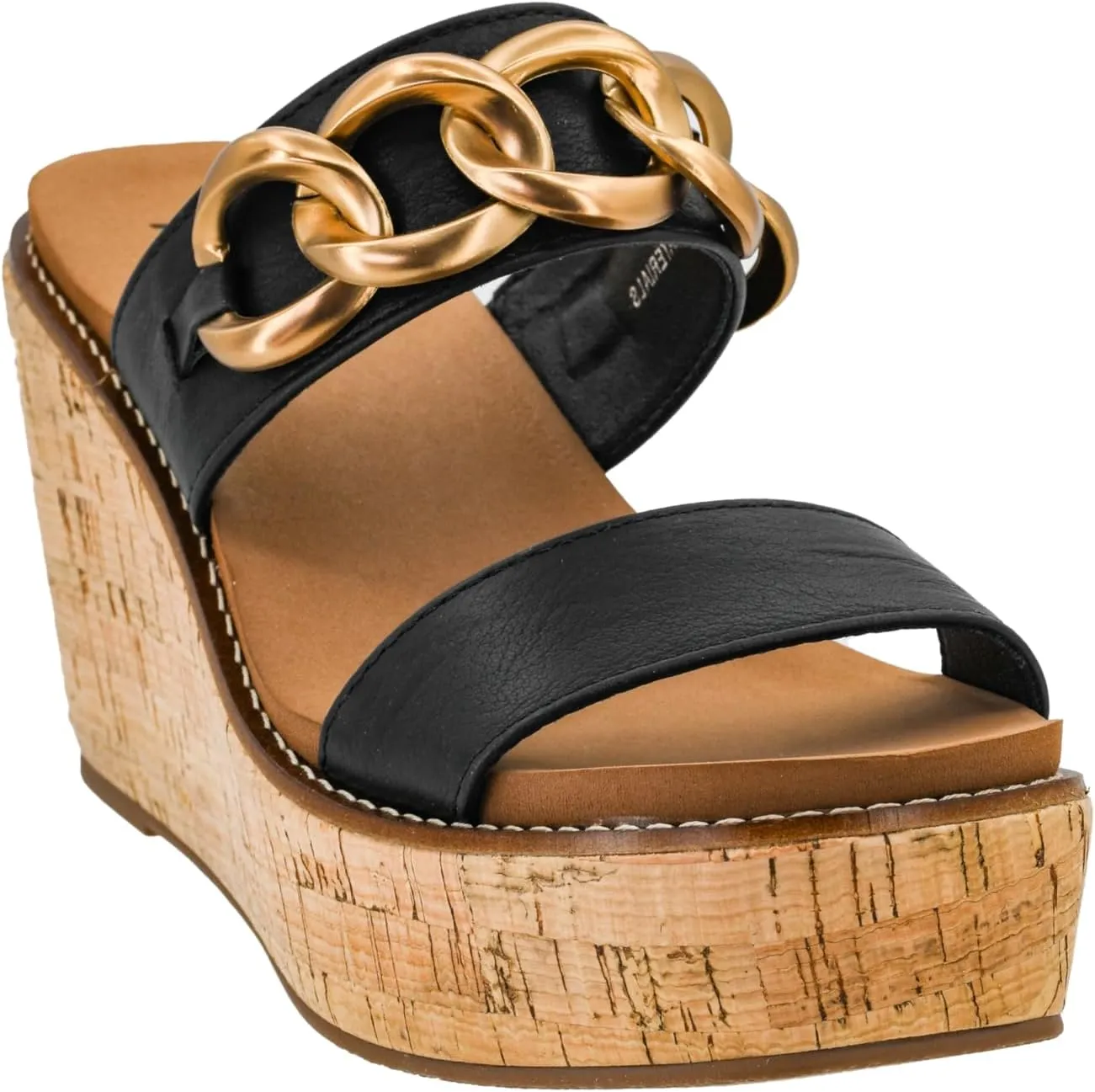 Corkys Footwear On Vacay 3.75-Inch Wedges - Two Strap Slip-on Cork Wedge With Chunky Chain Detail - Where Comfort Meets Chic with Cushioned EVA Insoles