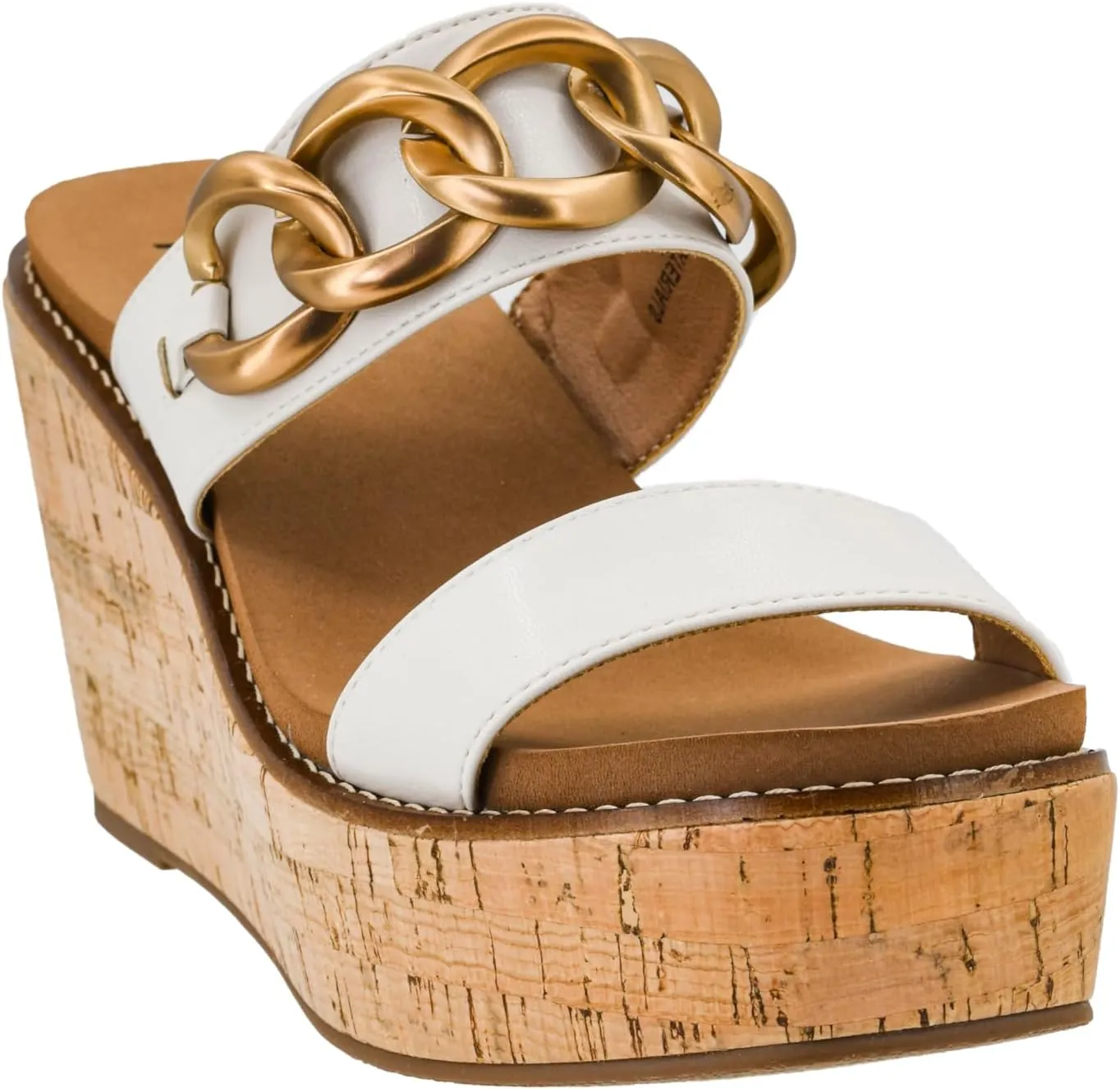 Corkys Footwear On Vacay 3.75-Inch Wedges - Two Strap Slip-on Cork Wedge With Chunky Chain Detail - Where Comfort Meets Chic with Cushioned EVA Insoles