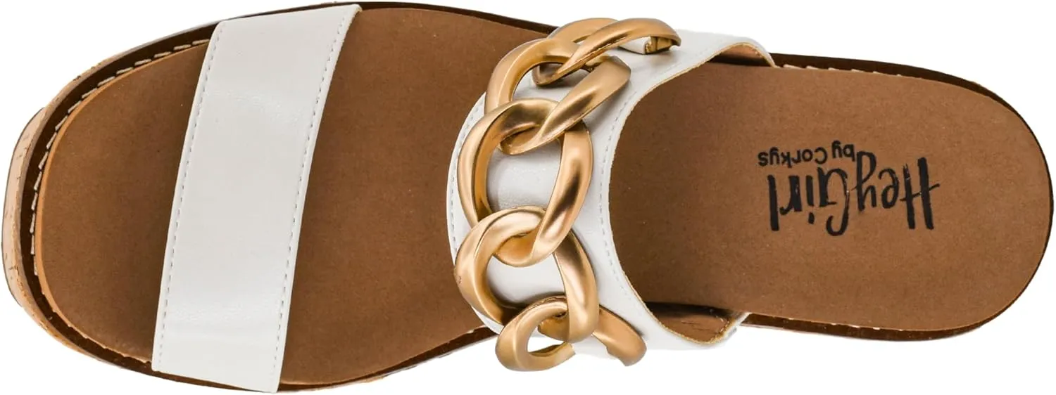 Corkys Footwear On Vacay 3.75-Inch Wedges - Two Strap Slip-on Cork Wedge With Chunky Chain Detail - Where Comfort Meets Chic with Cushioned EVA Insoles