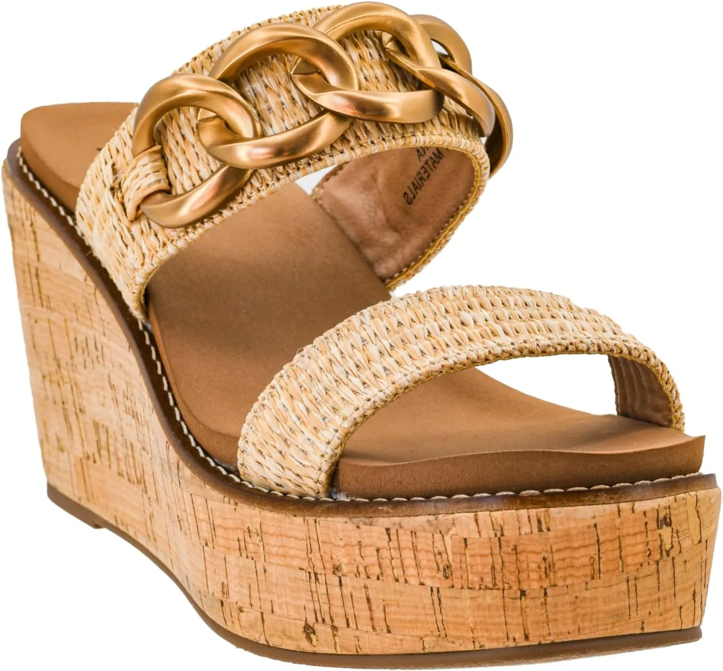 Corkys Footwear On Vacay 3.75-Inch Wedges - Two Strap Slip-on Cork Wedge With Chunky Chain Detail - Where Comfort Meets Chic with Cushioned EVA Insoles