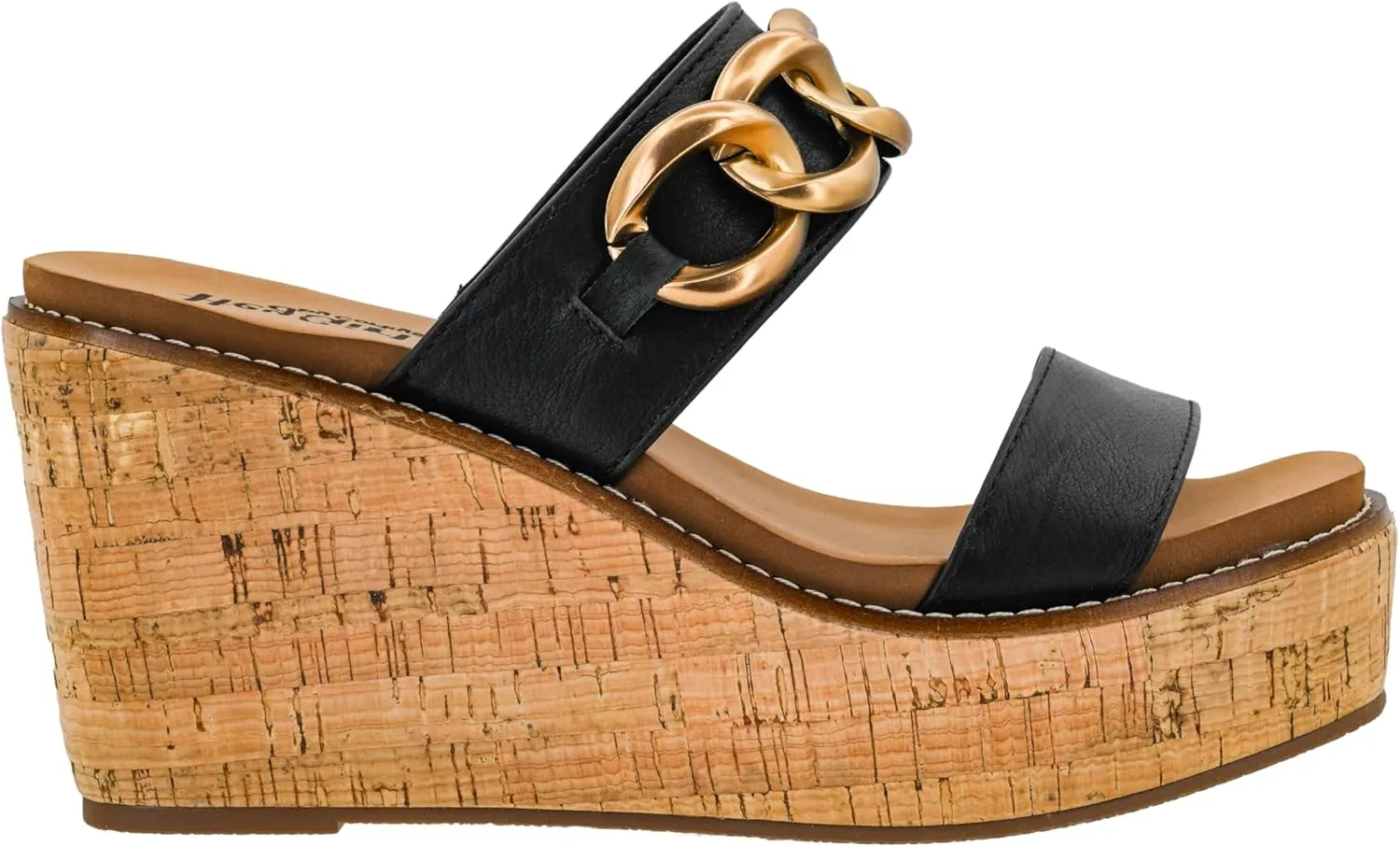 Corkys Footwear On Vacay 3.75-Inch Wedges - Two Strap Slip-on Cork Wedge With Chunky Chain Detail - Where Comfort Meets Chic with Cushioned EVA Insoles