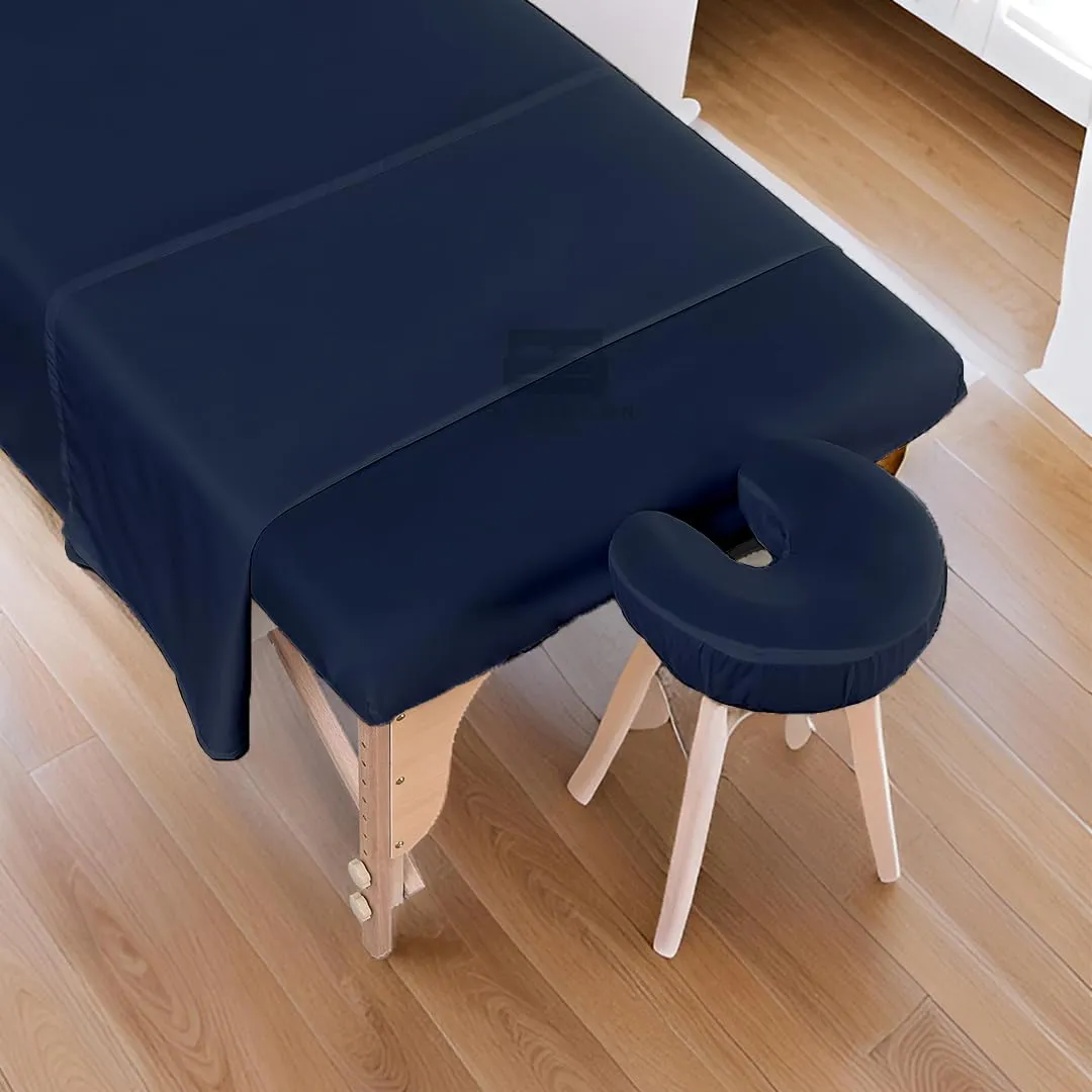 Cottingon 3 Piece Massage Table Sheet Set, 100% Brushed Premium Microfiber Ultra Light, Wrinkle free, Facial Bed Cover Fits 36" x 77" upto 7"Deep Massage Beds, Navy Blue