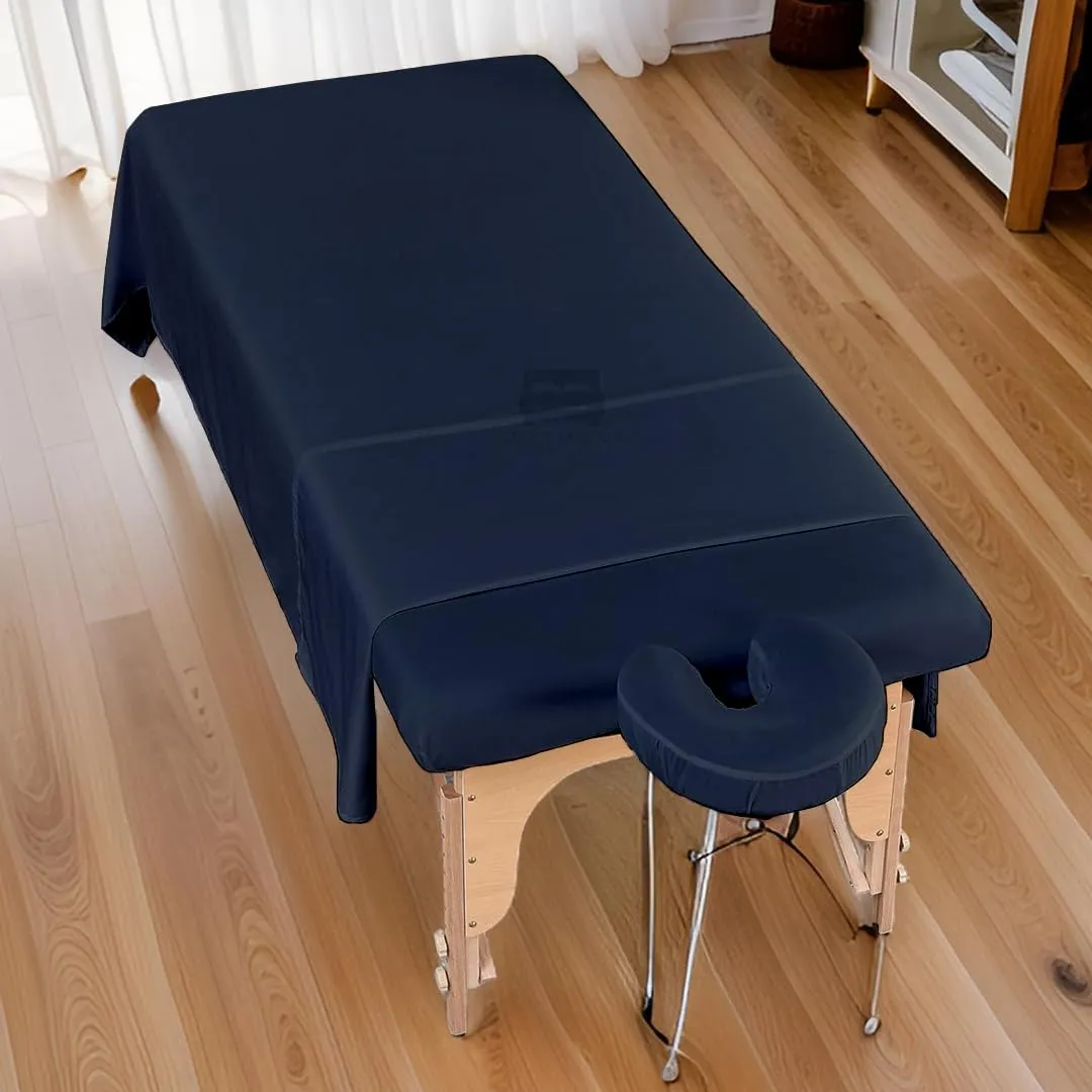 Cottingon 3 Piece Massage Table Sheet Set, 100% Brushed Premium Microfiber Ultra Light, Wrinkle free, Facial Bed Cover Fits 36" x 77" upto 7"Deep Massage Beds, Navy Blue