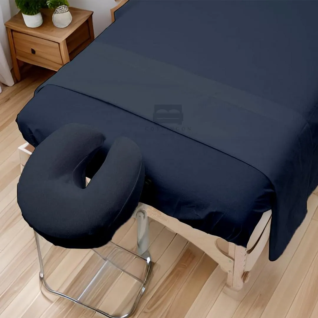 Cottingon 3 Piece Massage Table Sheet Set, 100% Brushed Premium Microfiber Ultra Light, Wrinkle free, Facial Bed Cover Fits 36" x 77" upto 7"Deep Massage Beds, Navy Blue