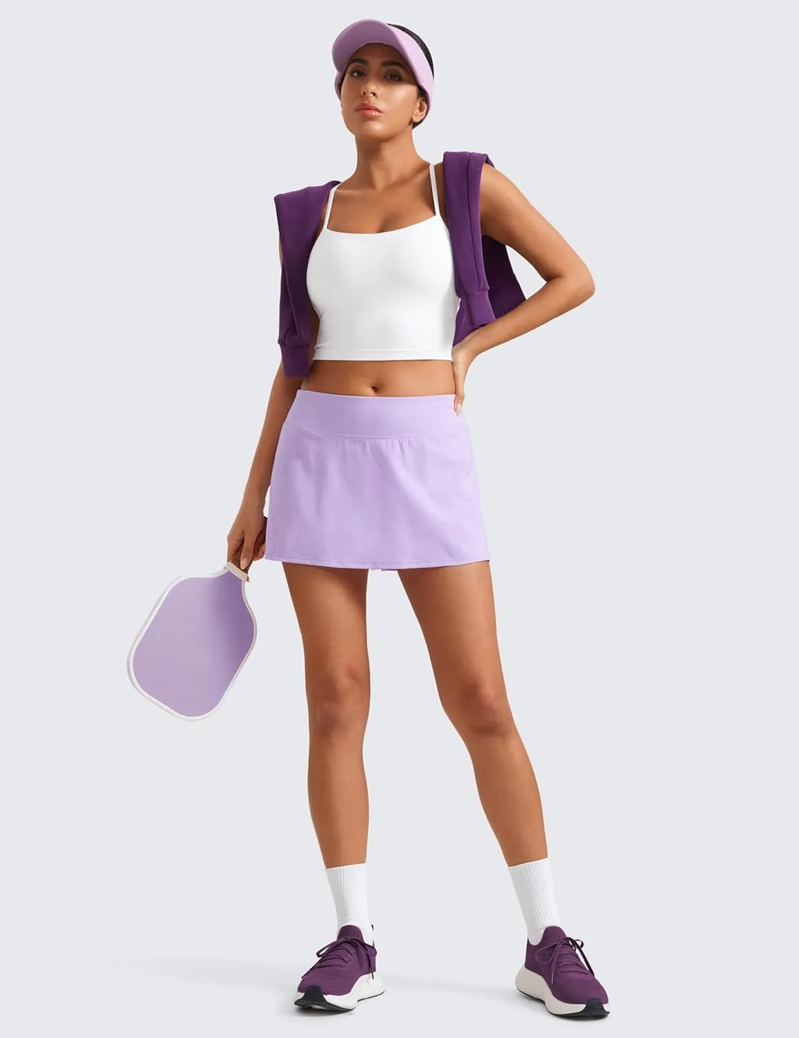 CRZ YOGA Women's Quick Dry Pleated Tennis Skirts Mid Waisted Cute Athletic Workout Running Sports Golf Skorts Volleyball