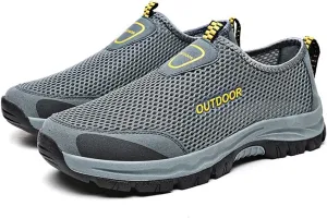 Cubicbee Men's Mesh Cutout Quick Dry Walking Loafers Outdoor Lightweight Hiking Shoes Slip-On Breathable Mesh Casual Shoes Non-Slip Fashion Flats Driving Sneakers