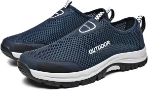 Cubicbee Men's Mesh Cutout Quick Dry Walking Loafers Outdoor Lightweight Hiking Shoes Slip-On Breathable Mesh Casual Shoes Non-Slip Fashion Flats Driving Sneakers