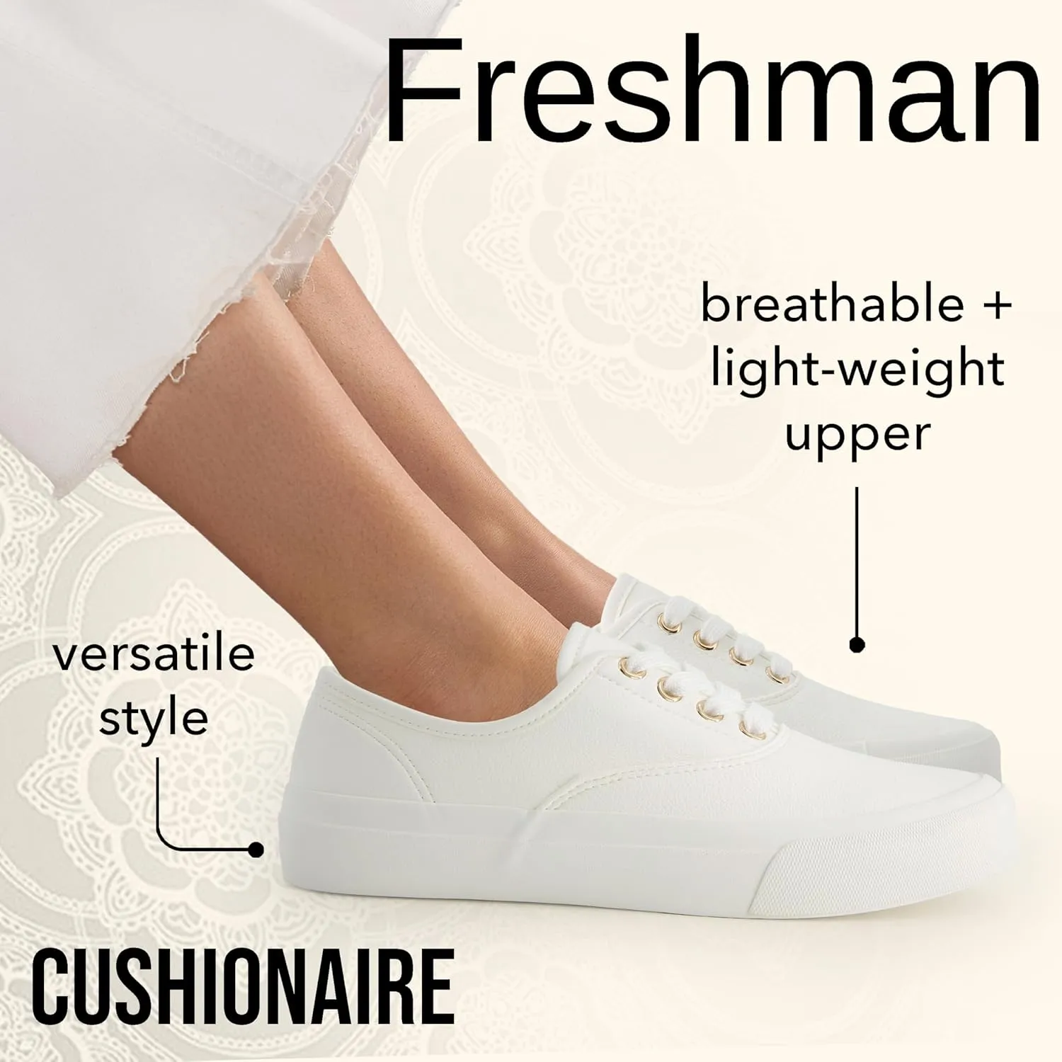 CUSHIONAIRE Women’s Freshman Canvas Lace-Up Sneaker with Memory Foam, Wide Widths Available | Casual Walking Shoes, Lightweight & Comfortable
