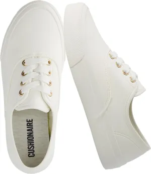 CUSHIONAIRE Women’s Freshman Canvas Lace-Up Sneaker with Memory Foam, Wide Widths Available | Casual Walking Shoes, Lightweight & Comfortable