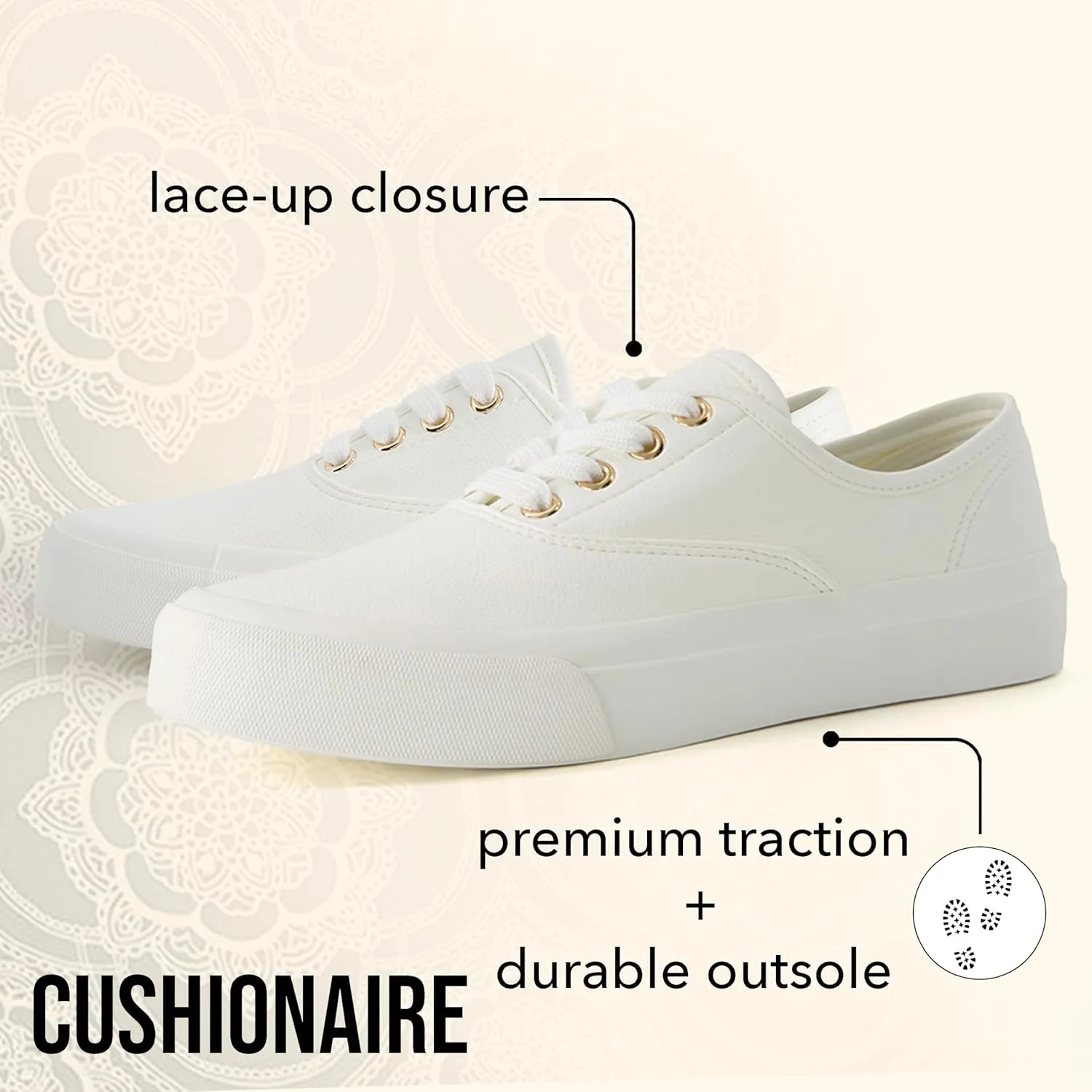 CUSHIONAIRE Women’s Freshman Canvas Lace-Up Sneaker with Memory Foam, Wide Widths Available | Casual Walking Shoes, Lightweight & Comfortable