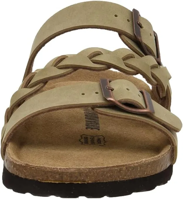 CUSHIONAIRE Women's Lizzy Cork Footbed Sandal - Comfortable, Adjustable Straps, Arch Support, Wide Widths Available, Boho Chic Summer Slides